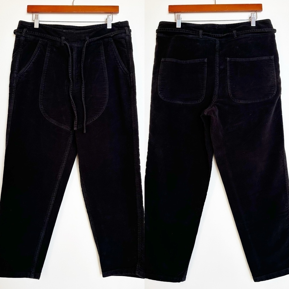Ulla Johnson Sabi Velvet Pants in Black Moleskin 100% Cotton Size 2